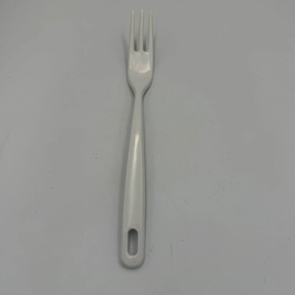 Vintage EKCO White Melamine 3 Prong Kitchen Serving Fork 11.5 Inch
